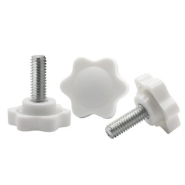 CONPHERON Star Grip Screw Clamping Knob M8 x 16 mm Thread Star Screw Plastic Star Head Wing Screws 32 mm Handles White (Pack of 10)