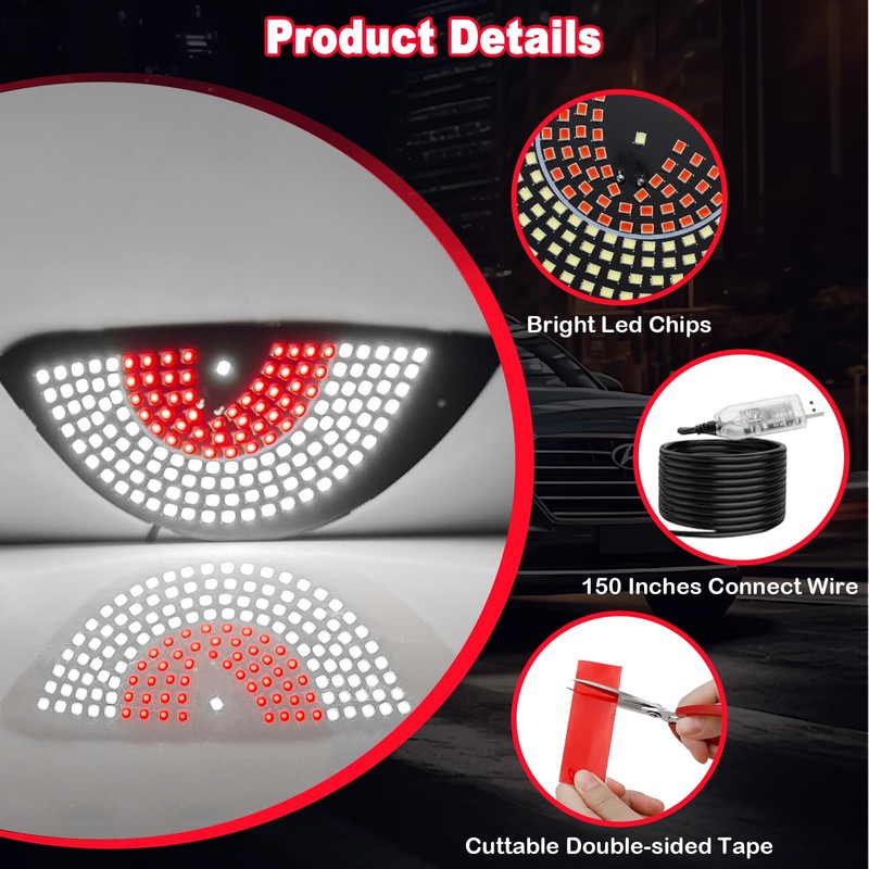 LECART Devil Eyes Light for Car Windshield, Animated LED Eye