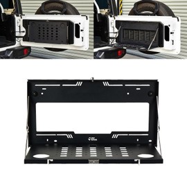 JOYTUTUS Tailgate Table Organizer for Wrangler JL & JLU Wrangler JK & JKU(2007-2025) - 85lb Capacity Foldable Cargo Shelf, MOLLE-Compatible Camping Storage with Anti-Rattle Design