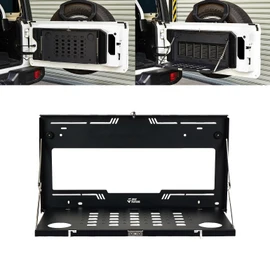 JOYTUTUS Tailgate Table Organizer for Wrangler JL & JLU Wrangler JK & JKU(2007-2025) - 85lb Capacity Foldable Cargo Shelf, MOLLE-Compatible Camping Storage with Anti-Rattle Design