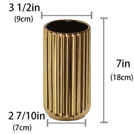 HCHLQLZ 7 inch Gold Ceramic Flower Vase Home Decor Vase and Table Centerpieces Vase for Friends and Family, Christmas, Wedding, Bridal Shower