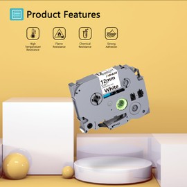 5 x hehua Compatible with Brother TZe-231 Tz-231 p-touch Tapes Tz Tape 12 mm 0.47 Black on White Label Tape Replacement for P Touch Cube h105 h100lb H107B pt-1000 pt-1010 e100 1280 900 h101c h1000 r