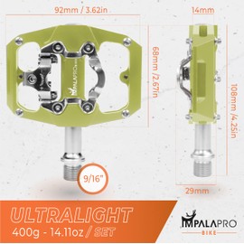 IMPALAPRO - Click Pedals Double Function SPD/Platform Compatible with Shimano - Combination Pedals SPD - Click Pedals SPD - Click Pedals MTB/Gravel Bike - SPD Pedals - 9/16 Inch (Yellow)