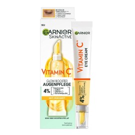 Garnier Vitamin C Anti-Fatigue Eye Cream for a Radiant and Awake Eye Area, Against Dark Circles and Crow's Feet, Glow Booster Eye Care, SkinActive, 1 x 15 ml