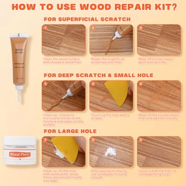 3 Colors Wood Filler Repair Kit,Wood Putty and Woods Filler Laminate Floor Repair Kit for Scratch Cover & Restore Laminate Scratch, Cracks, Hole, Restofinisher Wooden Door, Furniture, Table, Cabinet