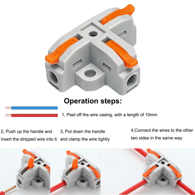 30PCS T-Tap Lever 3 Way Wire Connectors Kit, Lever &