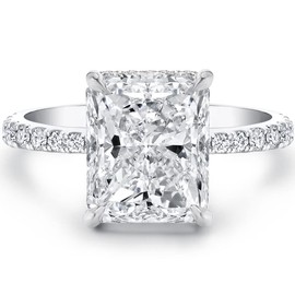 Bo.Dream 3ct Radiant Cut Cubic Zirconia Engagement Rings for Women Platinum Plated Sterling Silver Size 5