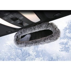 BlingSHD Plush Car Rear View Mirror Cover Car Interior Decor Accessories Ornaments-Gray