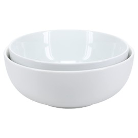 BIA Cordon Bleu Everyday Porcelain Assorted Round Set of 2 Serve Bowls, Small (1.5 qt), Large (2.5 qt), White.