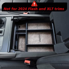 BestEvMod Storage Box Organizer Center Console Tray with Vegan Leather Trim Compatible with Ford F150 F-150 Lightning 2021-2024 Not for 2024 Flash/XLT Not for 2025+ (Retro Grey)
