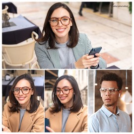 AMOMOMA 3 Pack Oversized Aviator Spring Hinge Reading Glasses for Women Men,Retro Blue Light Computer Reader Frame AM6081C1+C5+C6 1.5X