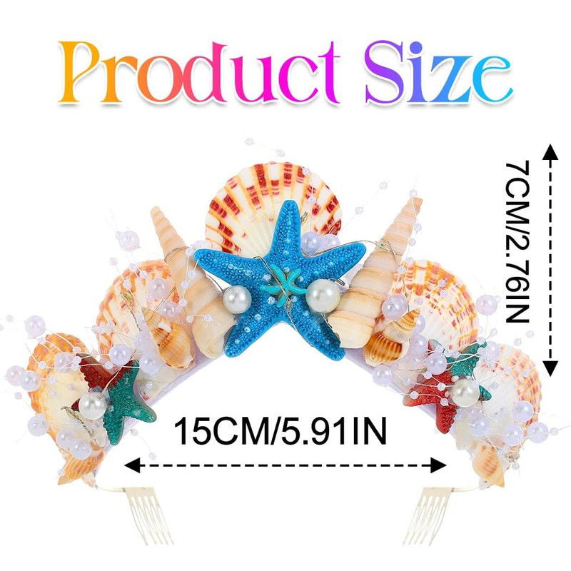 Kilshye Light Up Mermaid Crown Starfish Tiara Shell Headband Hair