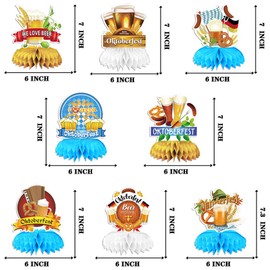 MAJSHDIO Oktoberfest Decoration, Pack of 9 3D Oktoberfest Party Decoration Bavarian Party Decoration Oktoberfest Honeycomb Centrepiece, Oktoberfest Table Decoration