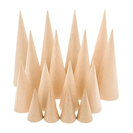 Smalltown Home Paper Mache Craft Cones Variety Pack 4 Sizes- 13.75 x 5, 10.63 x 4, 7 x 3, 4 x 2 Inches- Set of 16