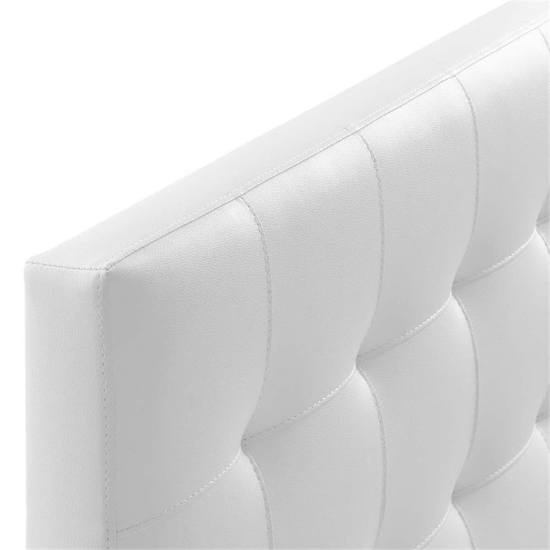 Hawthorne Collections Queen Vinyl Tufted Panel Headboard in White