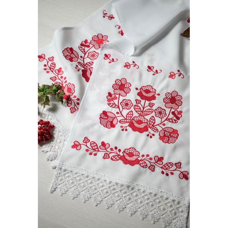 N_FROMM Ruschnik Hand Towel Ukrainian Wedding Towel Table Runner White
