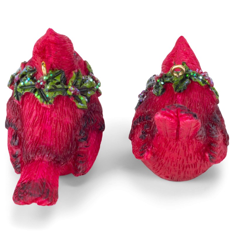 Raz 2.5" Cardinal with Wreath Ornament Set of 2