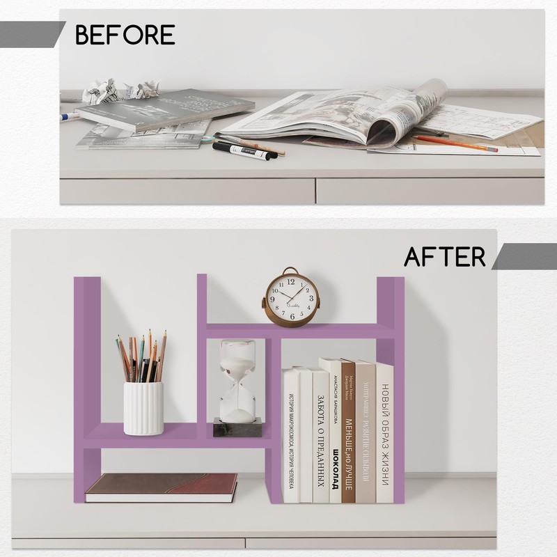 Jerry & Maggie Desktop Organizer Office Storage Rack Adjustable Wood