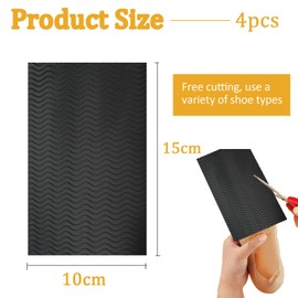 Lxtness Pack of 4 Non-Slip Sole Pads, Shoe Sole Protectors Repair, Rubber Soles for Sticking, Non-Slip Sole Cuttable, Shoe Soles Protectors, for Shoe Soles Repair (Black)