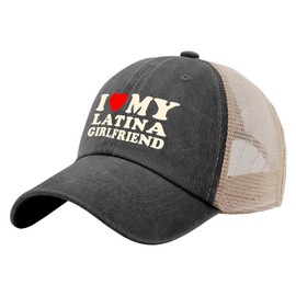 I Love My Latina Girlfriend I Heart My Latina Girlfriend Valentine's Day Couples Matching Funny Trucker Hat Hat Funny Trucker Hat Womens Golf Hat Gifts for Son Golf Cap