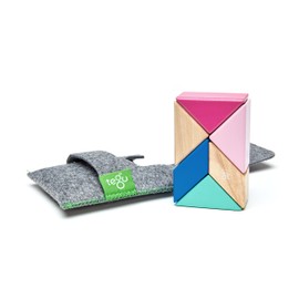 Tegu 5700614 Holzbausteine magnetisch, pink, mit praktischer Filztasche, Holzspielzeug für Kinder ab 12 Monate