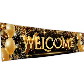 Welcome Banner - Black and Gold Welcome Home Decorations 6 x 1.3ft - Welcome Back Banner - We Missed You So Much