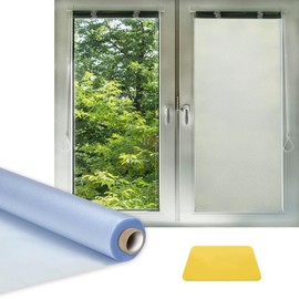 LELE LIFE Window Privacy Film 197" x 16", Frosted Glass Window Film Heat Blocking Static Cling Non Adhesive for Bathroom, Glass Door Frosting Coverings Day and Night (Pure)