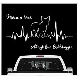 siviwonder French Bulldog Bully Sticker Car Heart Heartbeat Dog Sticker White Size 60 cm