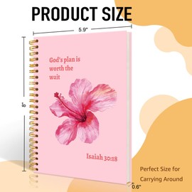 Mhfpl God's Plan Is Worth The Wait Spiral Journal Notebook for Women, Funny Pink Hibiscus Flower Notebooks, Christian Religious Gifts for Mom Aunt Daughter BFF, Birthday Thank You Gifts for Her