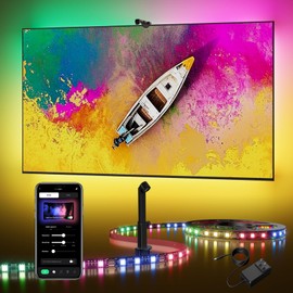 DeckTok LED TV Backlight Strip 15.5ft - Cuttable Monitor Lights That Change for 50-75 Inch Screen and PC Monitor Backlight with Sensor Smart App Control Game & Music Sync Color Changing Light