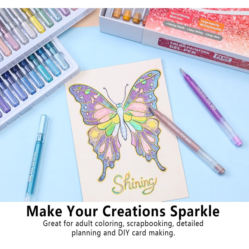 Xipan Jumbo Glitter Gel Pens Set of 12, Shimmer Sparkle