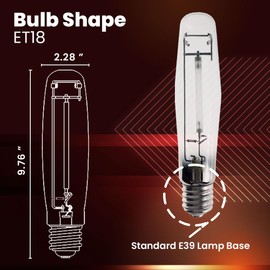 GRUOTVSZAK LU400/MOG 400 Watt High Pressure Sodium Light Bulb, Mogul Base (E39), ANSI Code S51, 50000 Lumen, 24000 Life Hours, ET18 Clear Bulb, 2100K