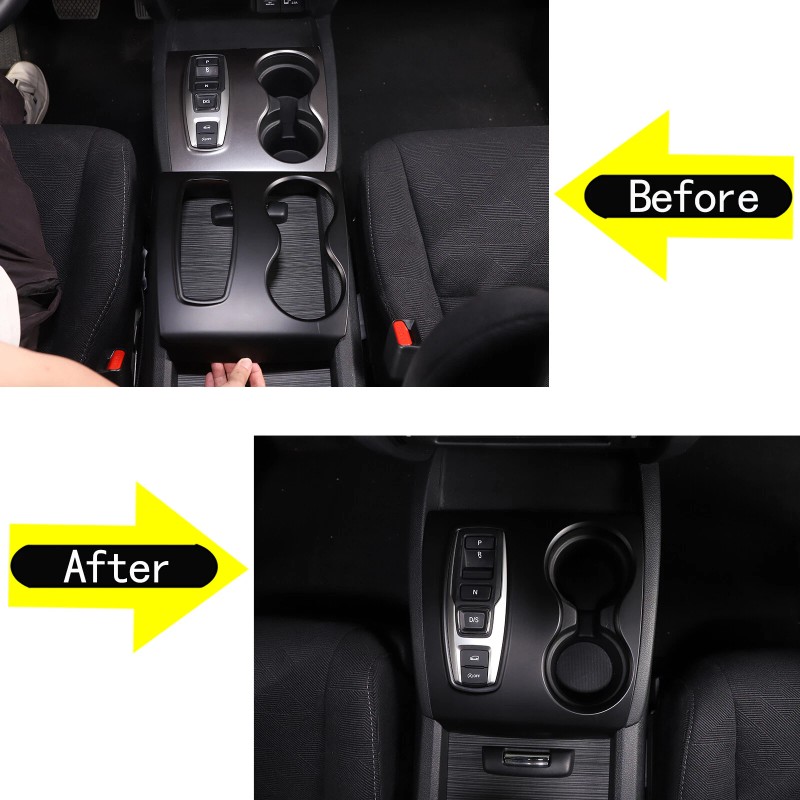 car-attention Matt Black Central Gear Shift Panel Cup Holder Cover
