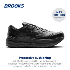 Brooks Men’s Ghost Max Suede/Leather Neutral Running & Walking Shoe - Leather - Black/Black - 7 Wide
