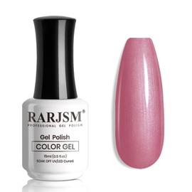 RARJSM Nude Carnation Pink Gel Nail Polish with Silver Pearl Glitter Finish Sheer Jelly Shimmer Gel Polish 15ml UV LED Soak Off Soft Color Home Salon French Manicure Varnish Curing Requires