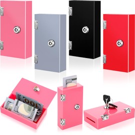 Honeydak 4 Pack Acrylic Cash Box Portable Winners Bank Casino Cash Box with 2 Keys Pocket Sized Money Safe Colored Safe Storage Stops Addictive Urges