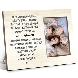 TRKAE Grandparent Gifts Picture Frame, Baby Sonogram Picture Frame For Pregnancy Announcement, Baby Announcement Gifts for Grandma Grandpa, 4x6 Wooden Photo Frame For Wall Tabletop Display /033