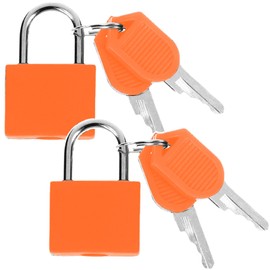 Luggage Locks, Suitcase Locks Padlocks with Keys Mini Keyed Padlocks Travel Lock Small Padlocks for Suitcases Luggage Gym Locker Bag Rucksack Cabinets School (2pcs) (Orange)