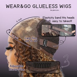 SOMIARIK Wear and Go Glueless Pre Cut Lace Front Wig, 13x6 Long Black Synthetic Lace Front Wig for Beginner Long Curly Pre plucked with Single Bleached Knots 26 Inch