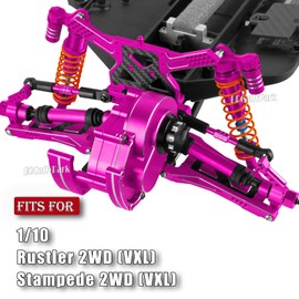 BRCatWPark RC Upgrades Part for 1/10 Rustler Stampede (VXL) 2WD,A-Arm,Shock,Drive Shaft,Caster Block,Steering Blocks,Stub Axle Carriers,Steering Bellcranks,Links,Shock Tower,Front Bulkhead,Pink
