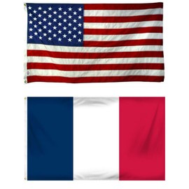 AES Wholesale Combo USA American & France French 2'x3' Polyester Flags