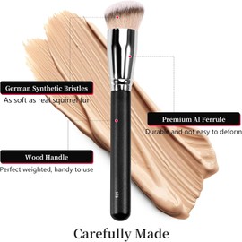2PCS Set de Brochas Maquillaje Kabuki en Ángulo Brocha Correctora para Ojos Inferiores Sintética Densa y Base Líquidos Crema Polvo Fijador