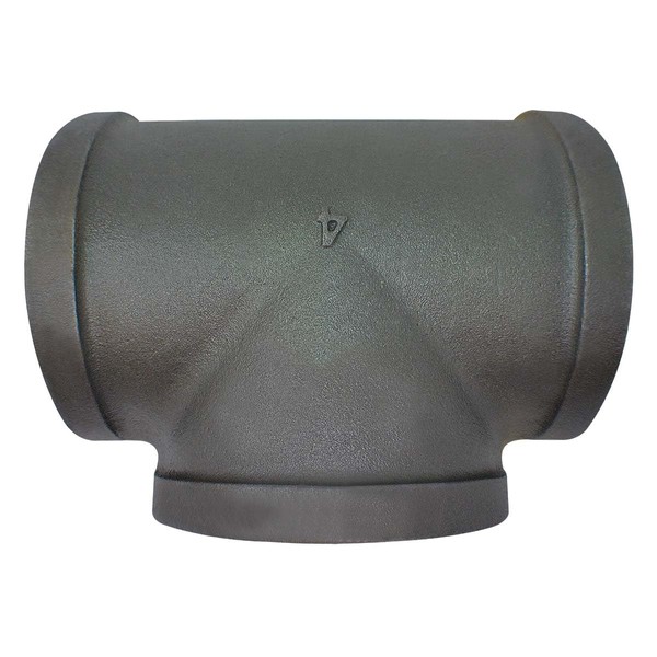 Gloxco 4" Pipe Fitting Tee, 150# Black Malleable Iron, Female