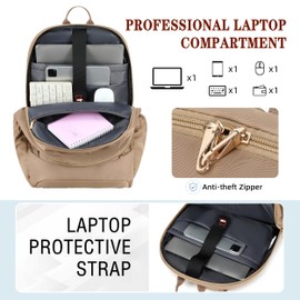 Hidds Travel Laptop Backpack for Women 15.6 Inch Computer Backpacks with USB Charging Hole Anti Theft Carry on Bag College Bookbag Large Back Pack for Work Business Traveling Commuter Daypack-Coffee