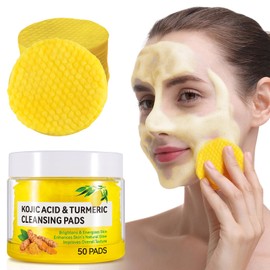Turmeric Kojic Acid Cleansing Pads, Kojic Acid and Turmeric Cleansing Pads, for Deeply Cleanse Facial Skin and Tighten Pores, Exfoliate with Good Sealing-50 Pads