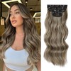 Vigorous Clip in Hair Extensions 4Pcs Light Ash Brown mixed