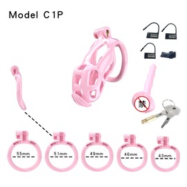 Pink Protective Cage Multi-Size Cage for Men with Conduit —A (C1P, Curved Ring)
