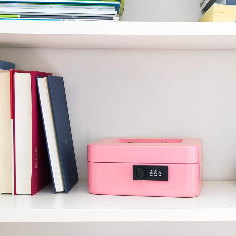 KYODOLED Medium Cash Box with Combination Lock Safe Metal Money