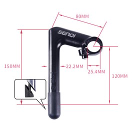 SENQI BSB040 Bicycle Stem Quill Stem Clamp Diameter 1.0 inches (25.4 mm), Column Diameter 0.9 inches (22.2 mm), 3.1 x 5.9 x 4.7 inches (80 x 150 x 120 mm) (Black)