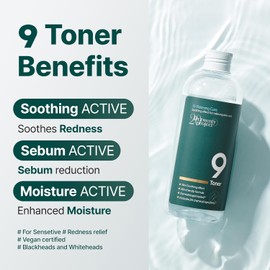 Tónico 9 - Calmante, Hidratante Y Seborregulador Con Extracto De Artemisa Para Piel Sensible, Seca Y Grasa. Reduce Rojeces, Puntos Blancos Y Negros. Cuidado De La Piel Coreano(300